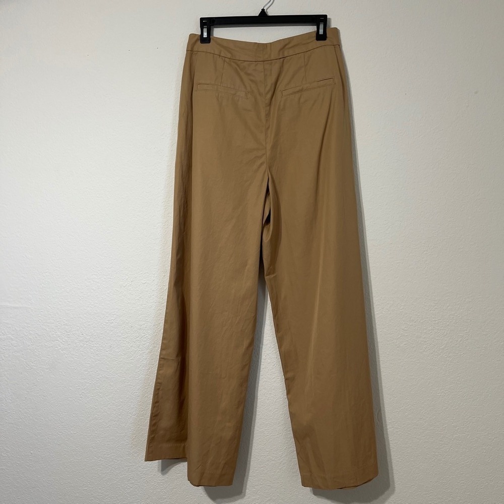 GAP Khaki Pleated Wide Leg Pants High Rise Cotton Trousers Tan Women's 8 - Picture 3 of 8